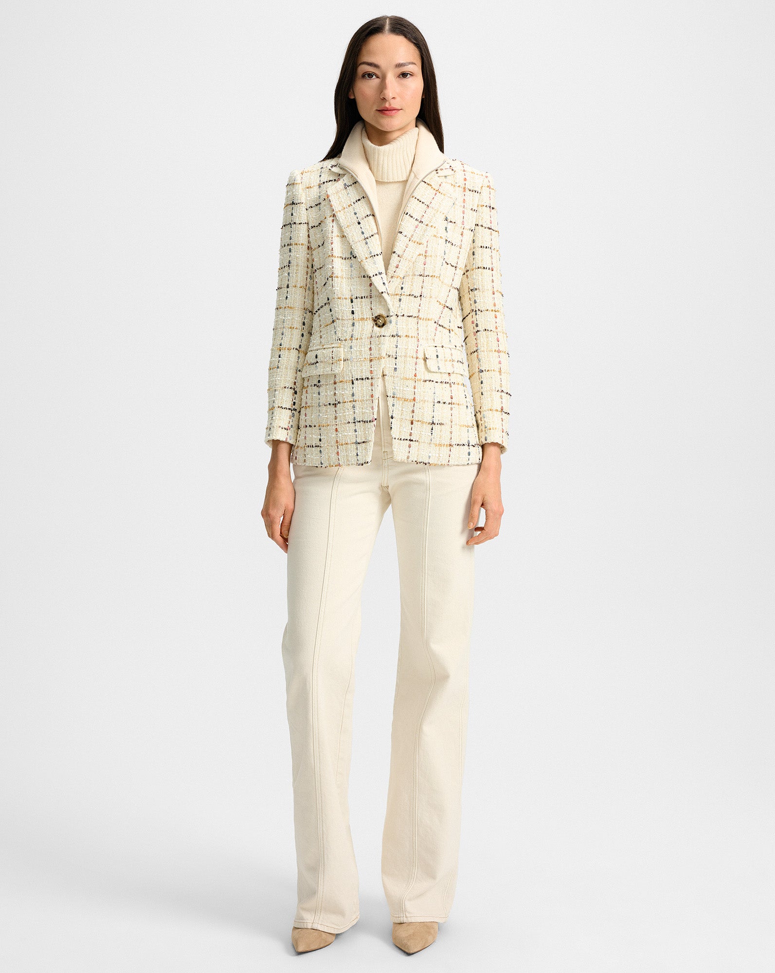 Healy Tweed Dickey Jacket in Ecru Multi | Veronica Beard