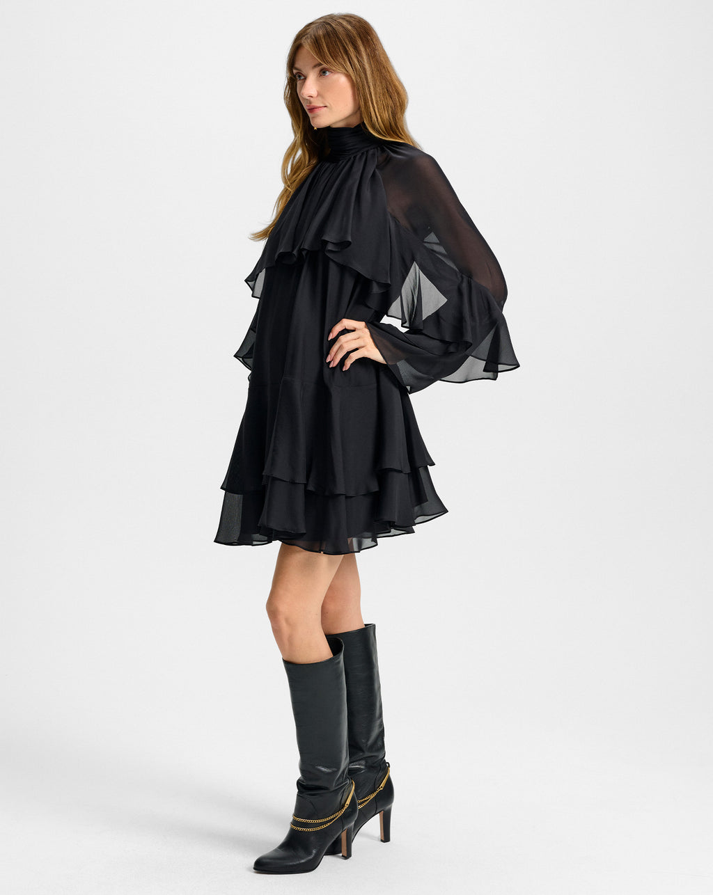 Veronica Beard Tarian Tall Chain Boot - Black