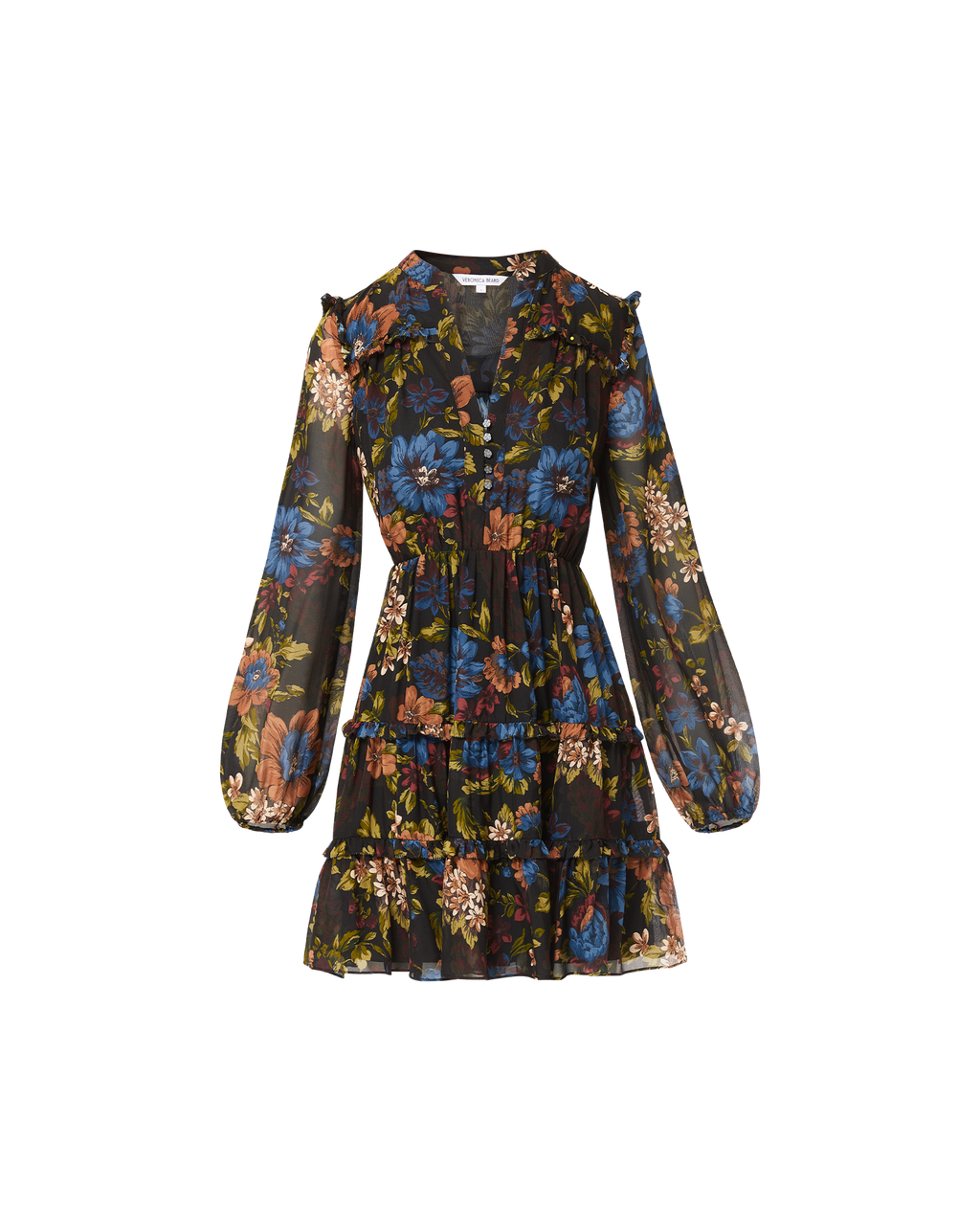 Veronica Beard Justine Silk Mini Dress - Black Multi