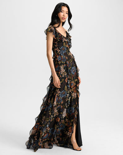 Veronica Beard Madeline Silk Maxi Dress - Black Multi