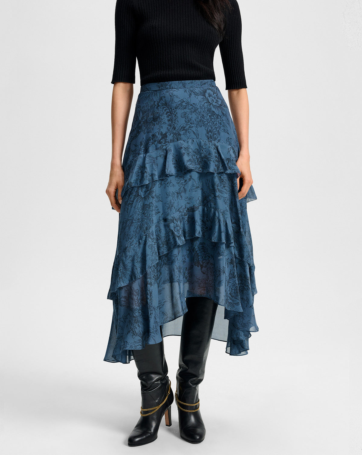 Veronica Beard Graeme Silk Midi Skirt