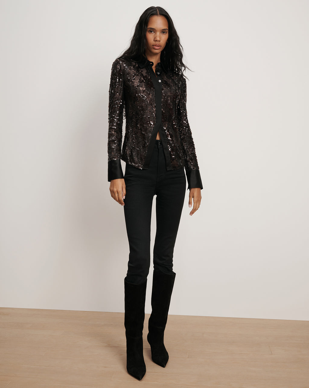 Veronica Beard Matty Sequin Button-Down Shirt - Dark Currant