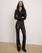 Veronica Beard Collier Sequin Skinny-Flare Pant - Dark Currant