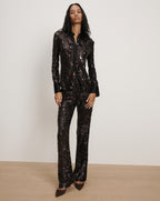 Veronica Beard Collier Sequin Skinny-Flare Pant - Dark Currant