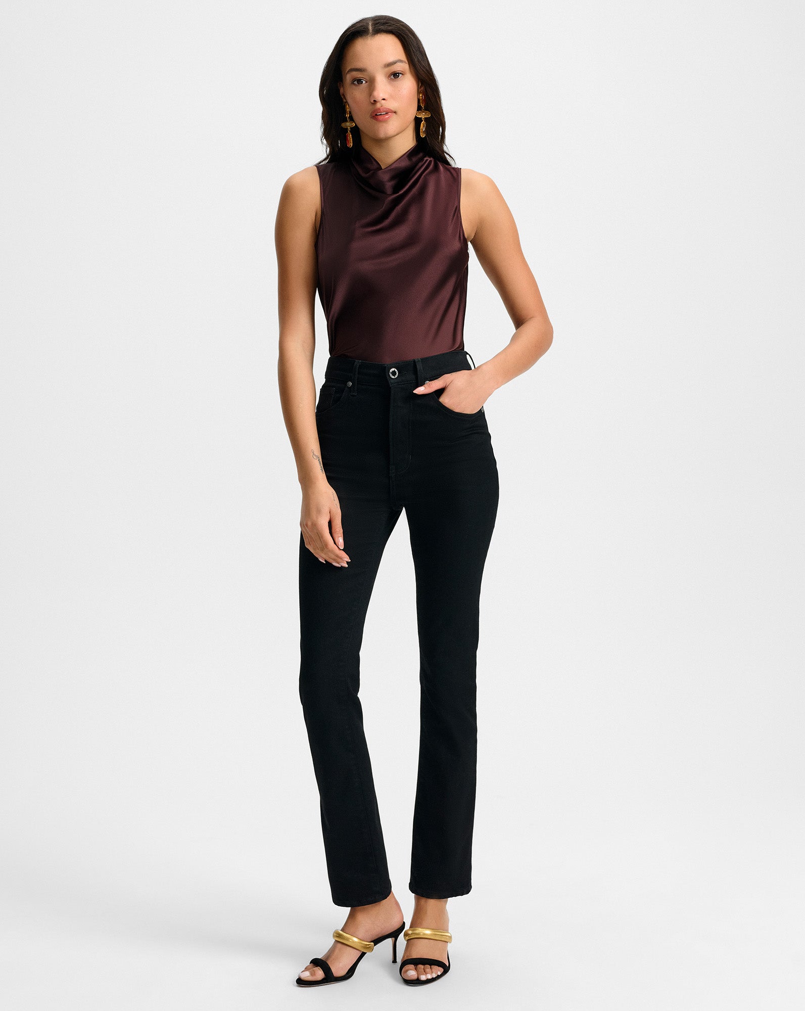 Veronica Beard Tam Silk Sleeveless Top - Dark Currant