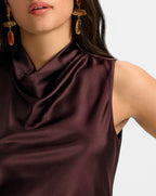 Veronica Beard Tam Silk Sleeveless Top - Dark Currant