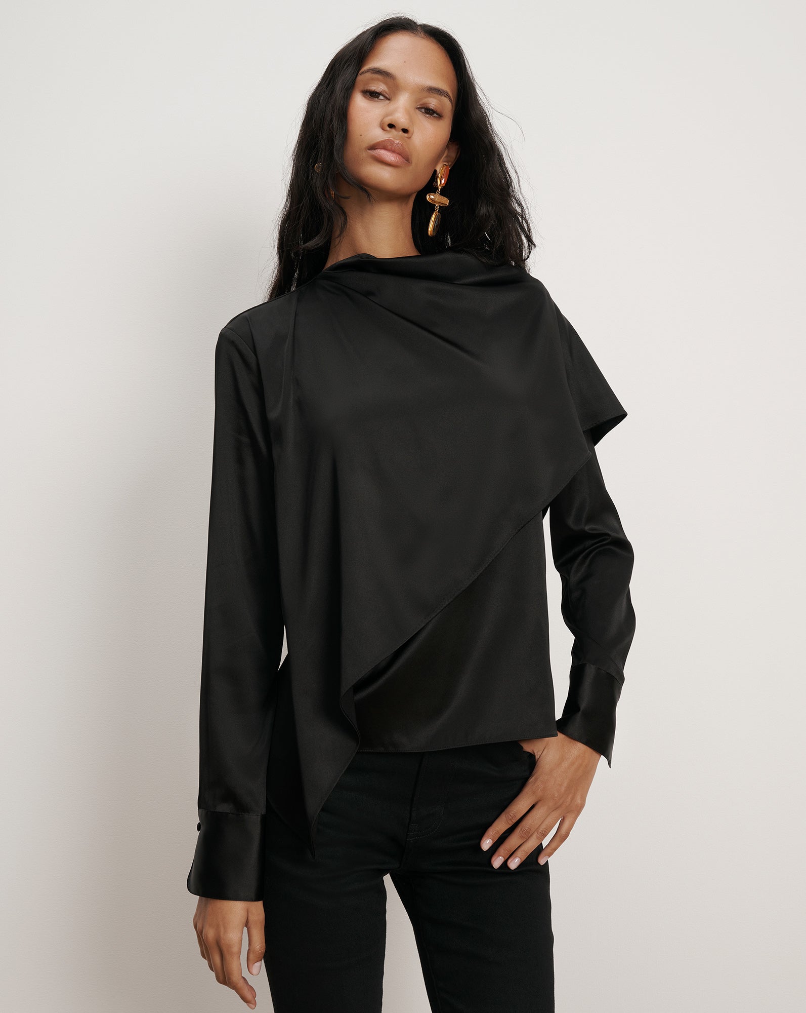 Daleney Scarf Blouse in Black | Veronica Beard