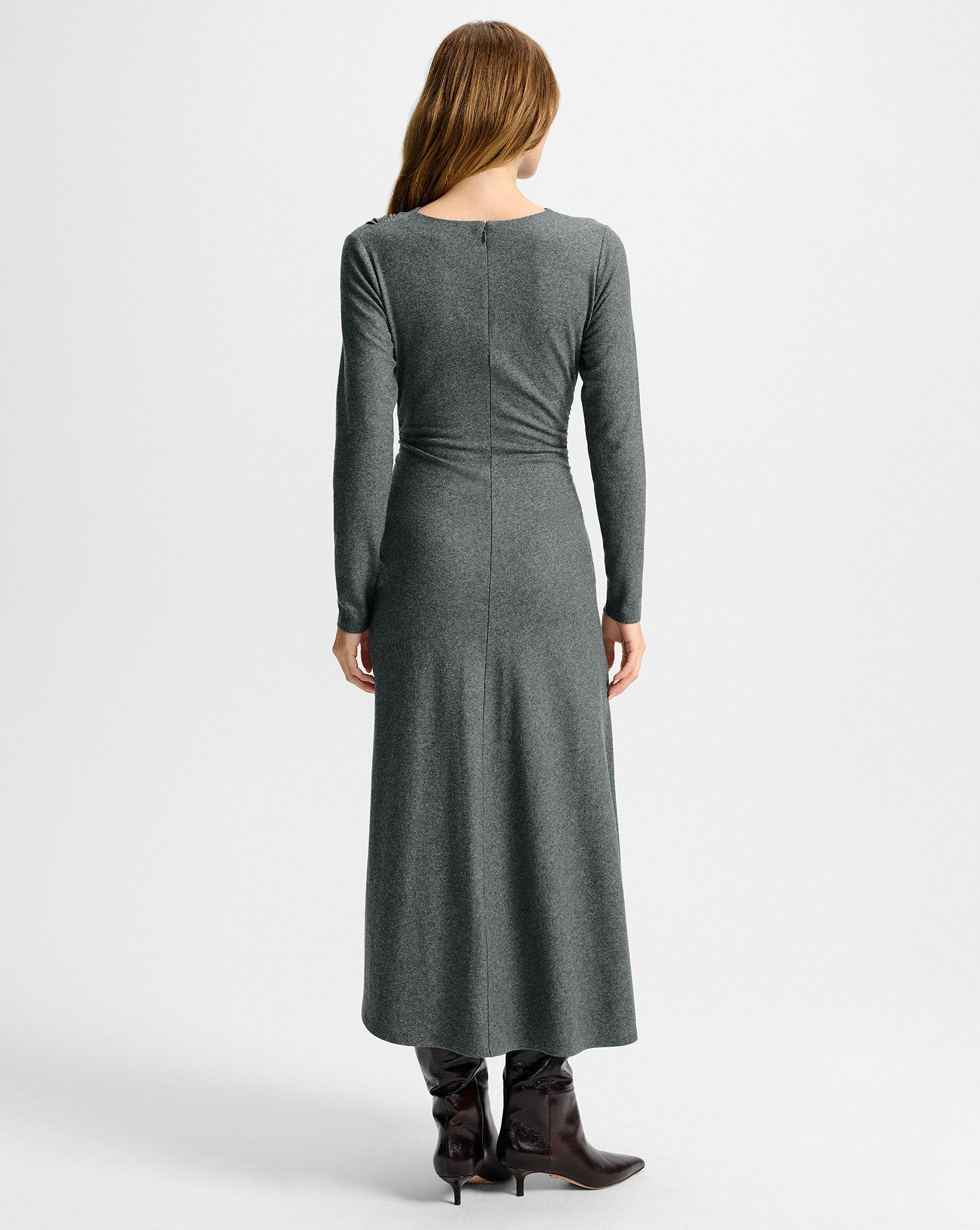 chinese dress ladies Veronica Beard Theodora Ruched Dress - Medium Heather Grey