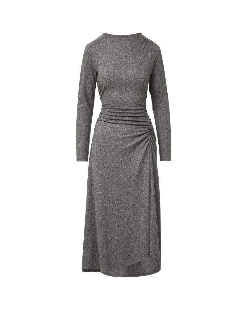 Salomez Wrap Midi Dress in Medium Heather Grey