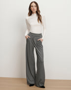 Veronica Beard Marbeau Wide-Leg Pant - Medium Heather Grey