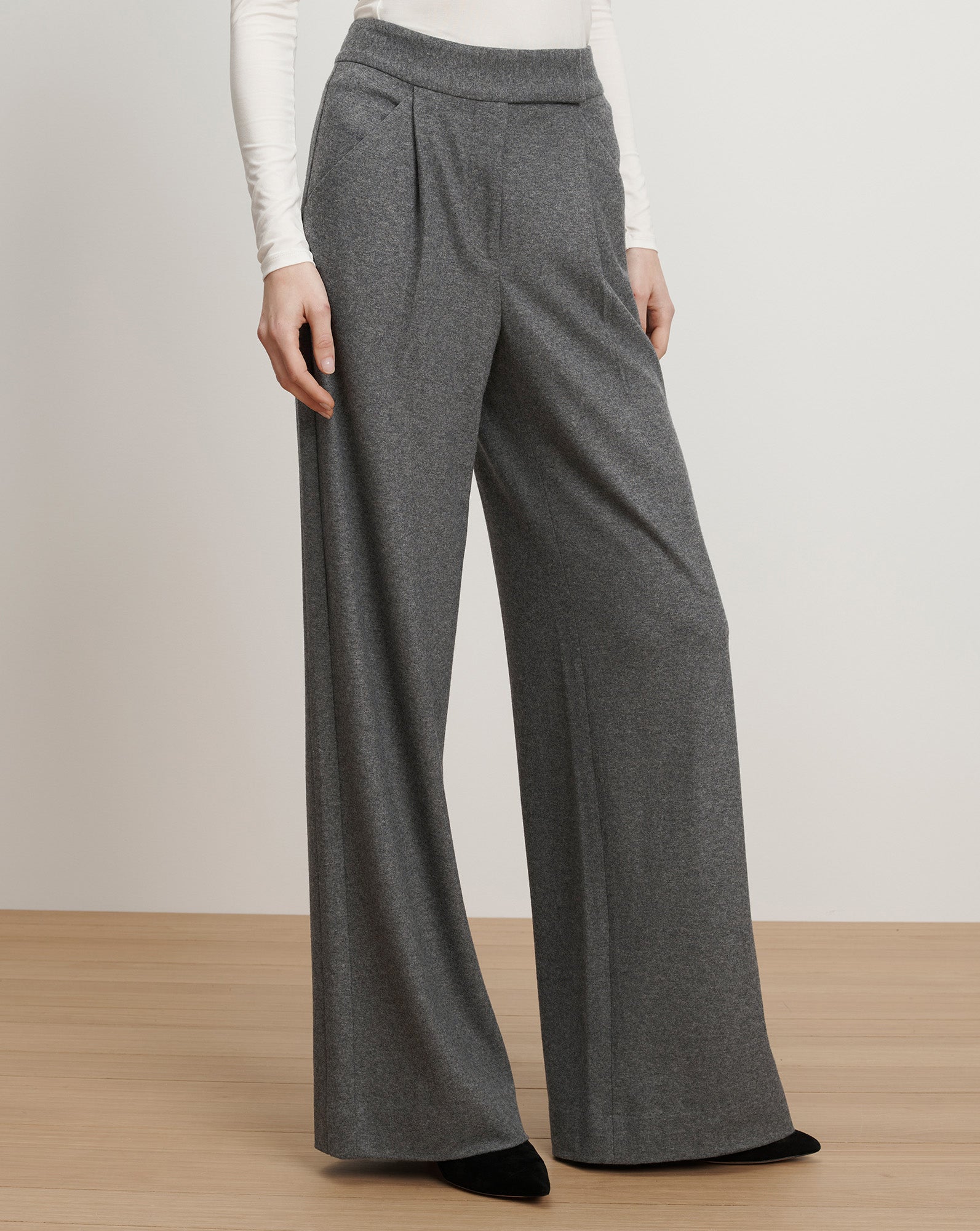 Veronica Beard Marbeau Wide-Leg Pant - Medium Heather Grey
