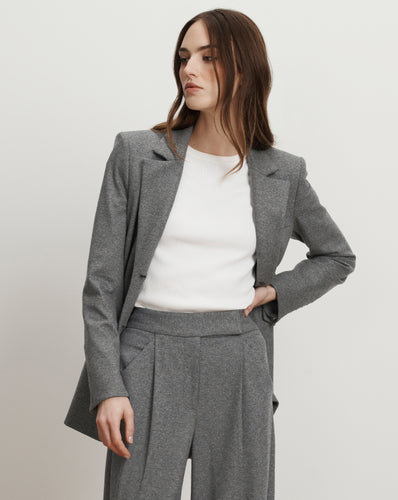 Veronica Beard Ryanne Wool Jersey Jacket - Medium Heather Grey