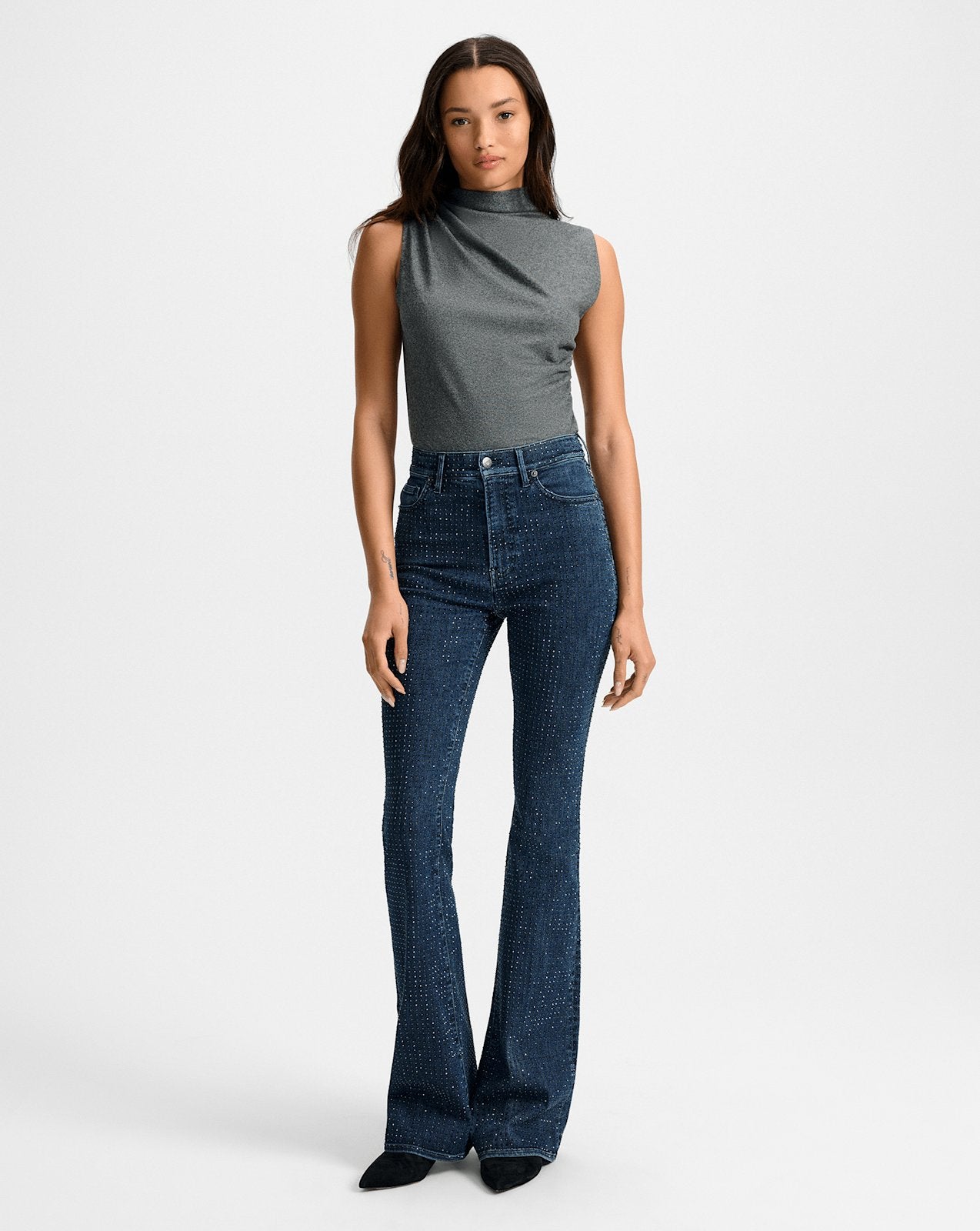 Veronica Beard Mylie Mock-Neck Tank Top - Medium Heather Grey