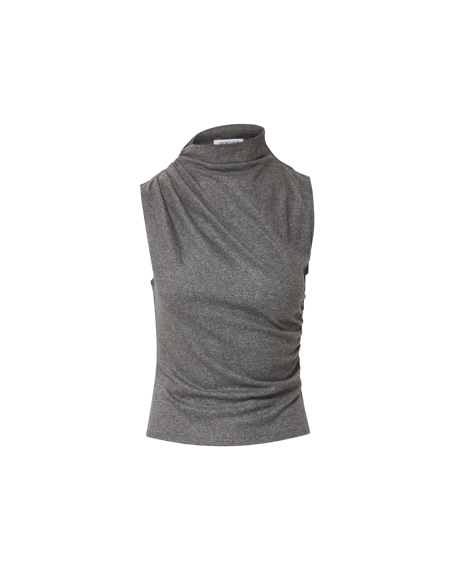 Veronica Beard Mylie Mock-Neck Tank Top Medium Heather Grey