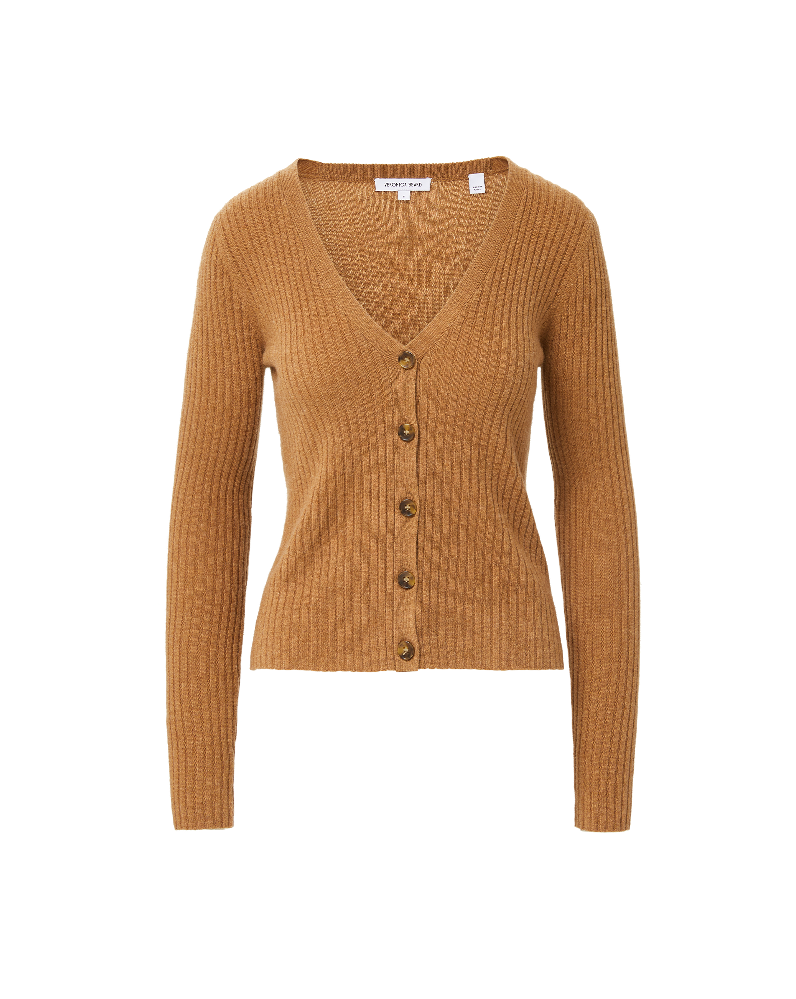 Thelma Cashmere Cardigan in Tan Dark Acorn Melange | Veronica Beard Thelma Cashmere Cardigan in Tan Dark Acorn Melange | Veronica Beard