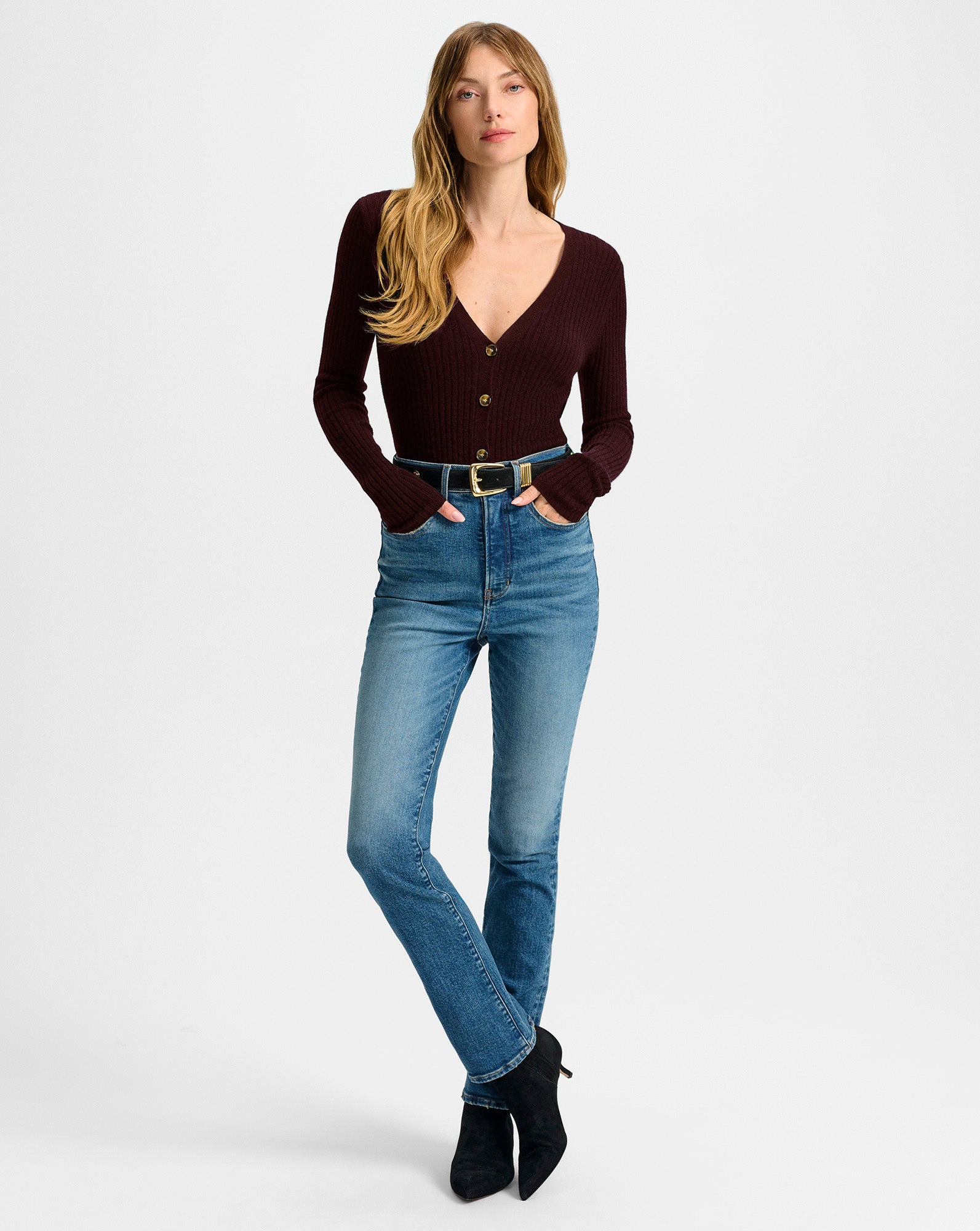 Veronica Beard Thelma Cashmere Cardigan - Dark Currant