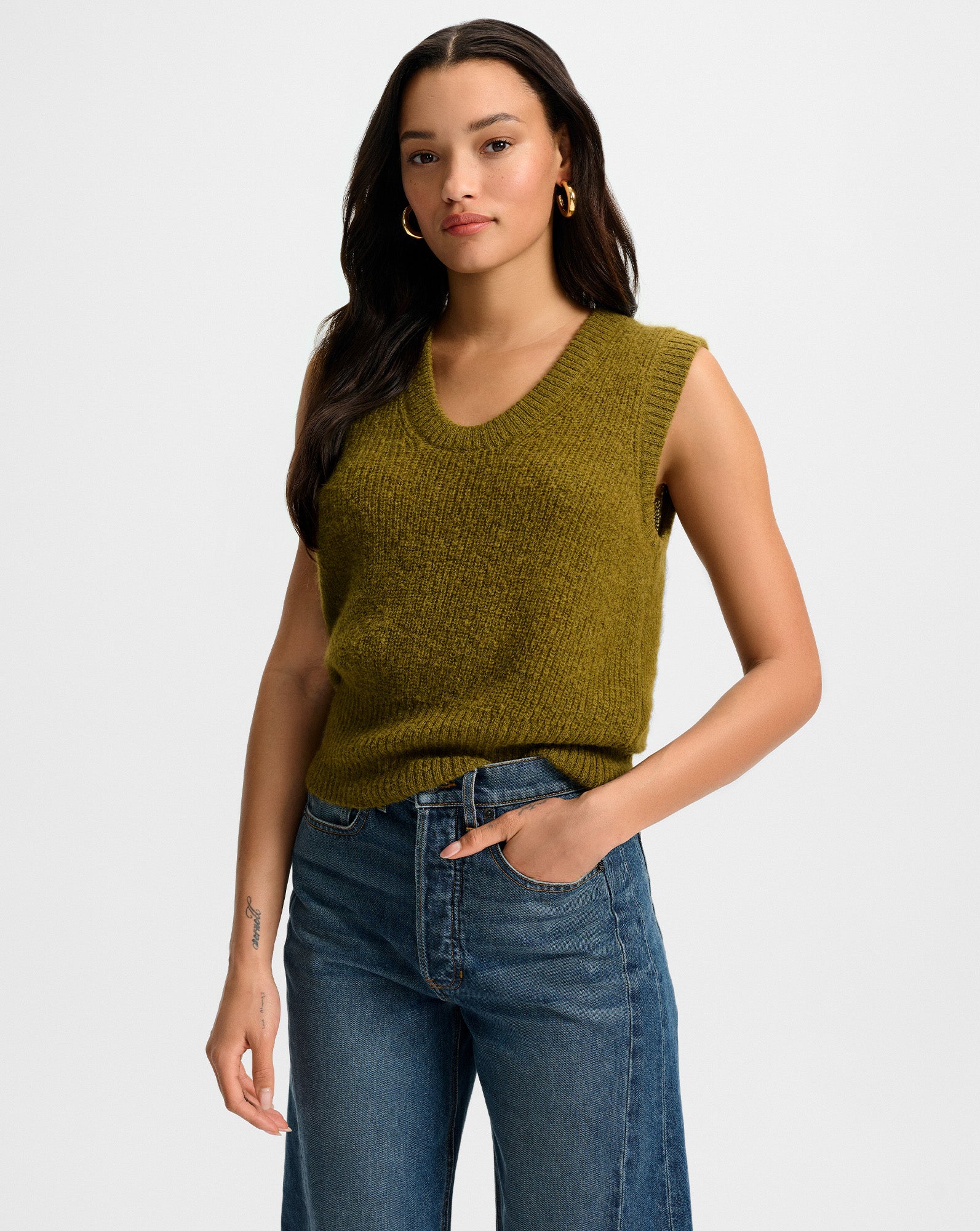 Veronica Beard Jovana Mohair Sweater Vest - Moss