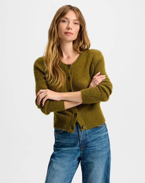 Gilmour Mohair Cardigan in Moss Green | Veronica Beard