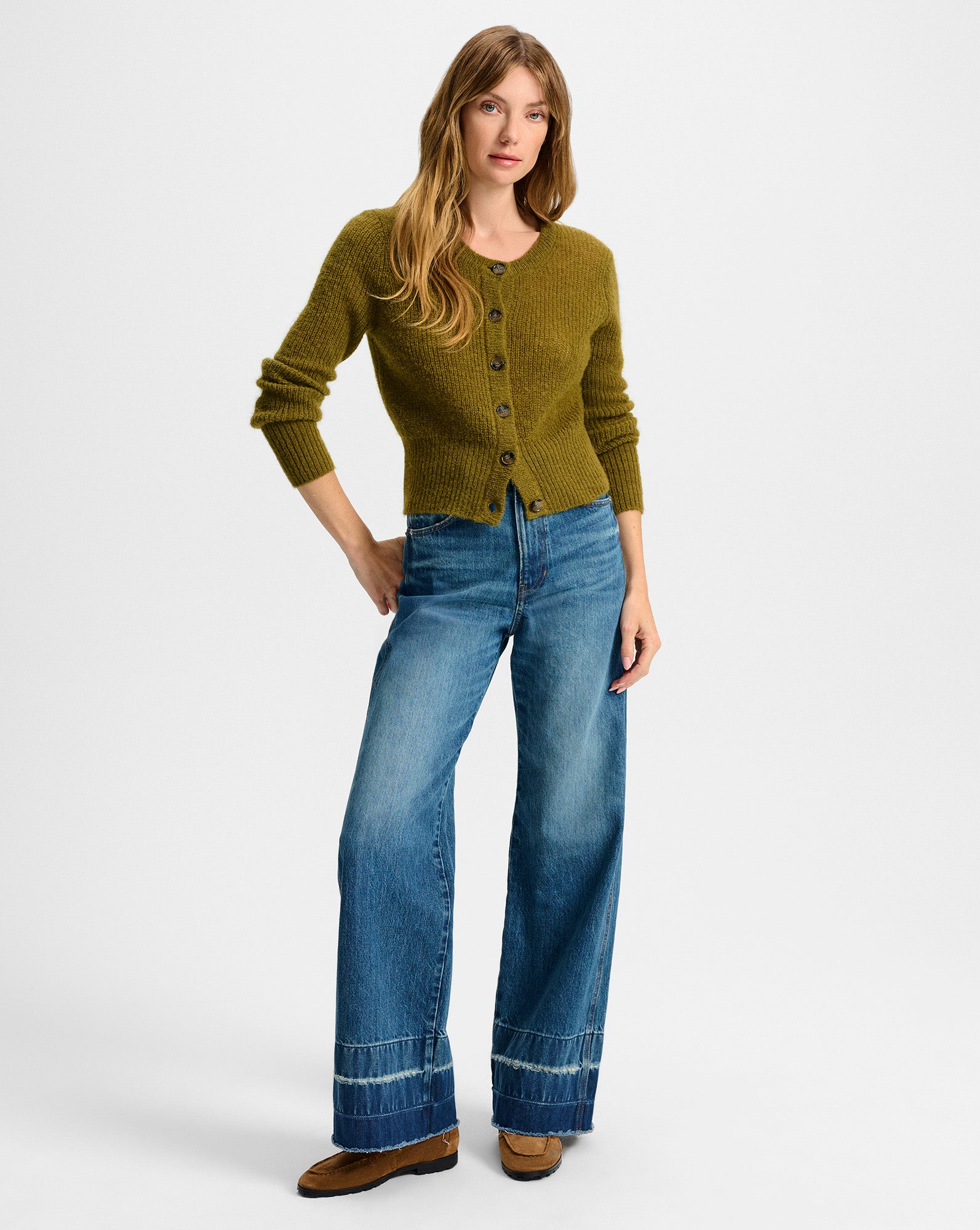 Gilmour Mohair Cardigan in Moss Green | Veronica Beard