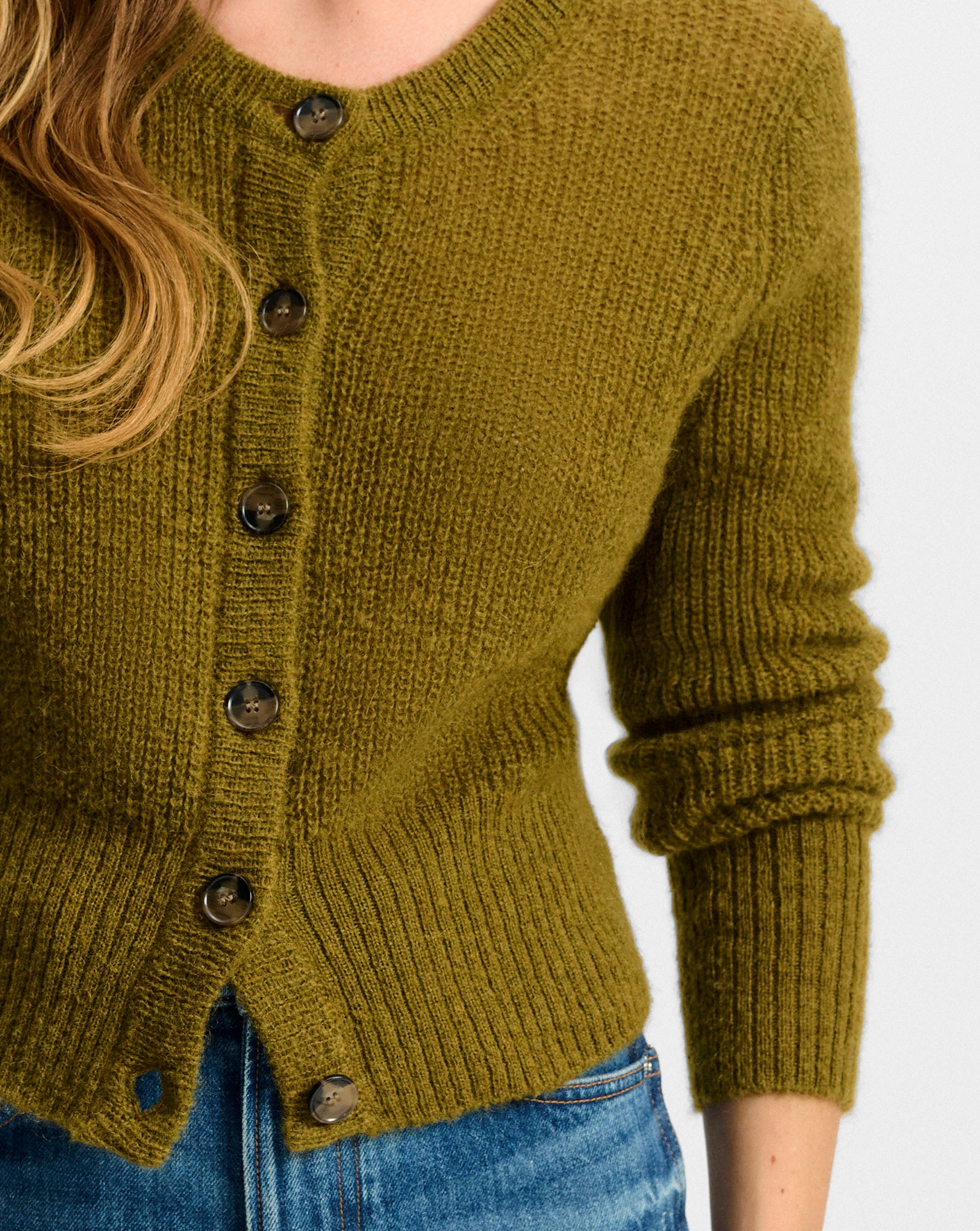 Gilmour Mohair Cardigan in Moss Green | Veronica Beard