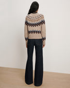 Veronica Beard Christina Fair Isle Cardigan - Oatmeal Melange Multi