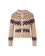 Veronica Beard Christina Fair Isle Cardigan - Oatmeal Melange Multi