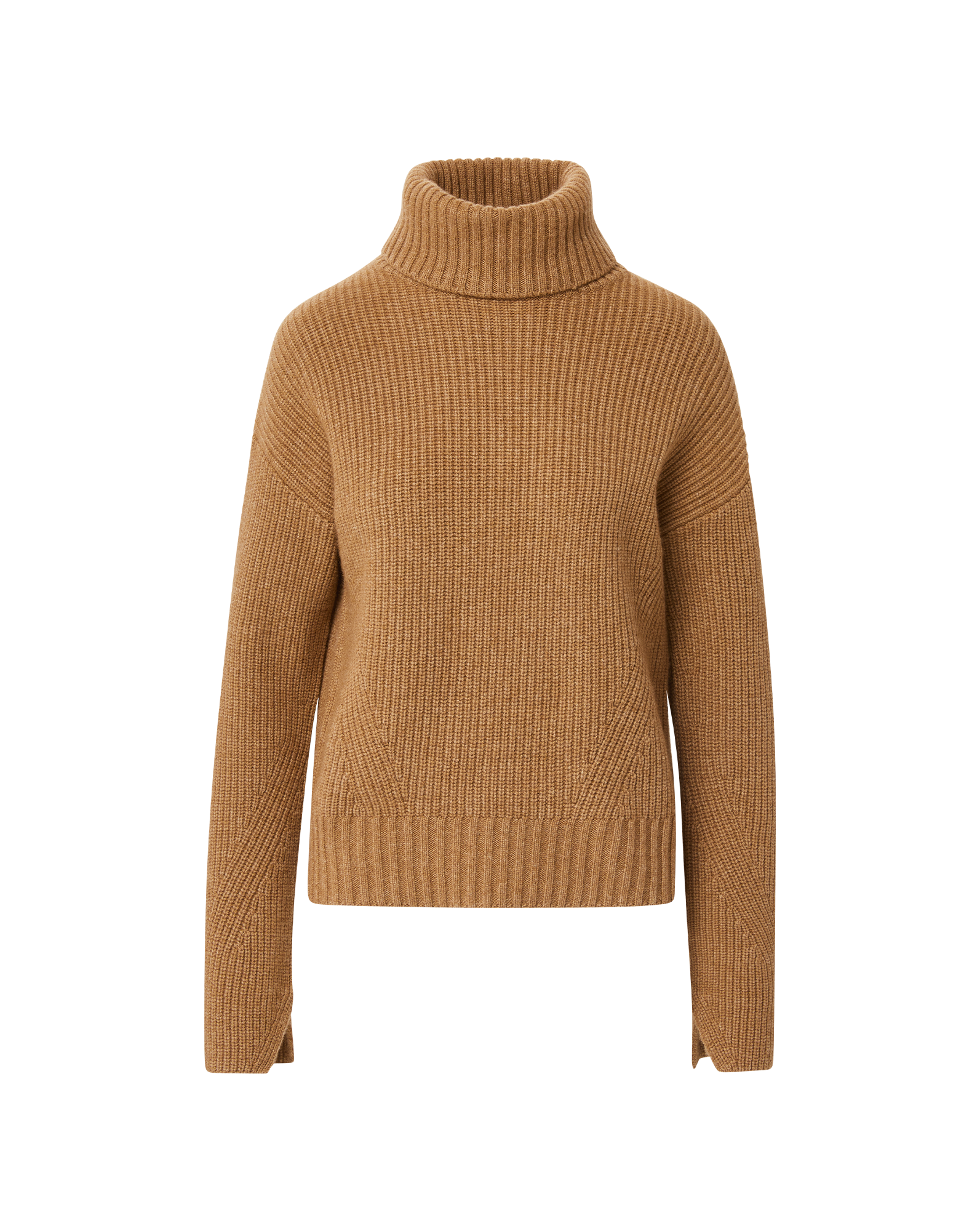 Matilda Cashmere Turtleneck Sweater in Dark Acorn Brown Melange