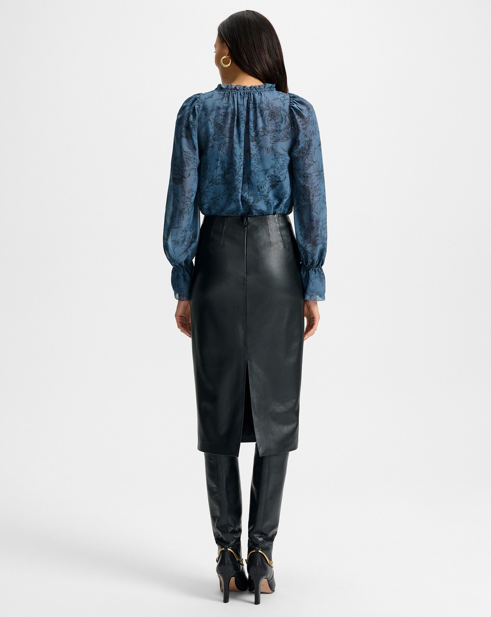 Holmes Midi Pencil Skirt in Black | Veronica Beard