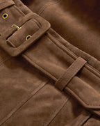 Veronica Beard Alexie Suede Midi Skirt - Mocha