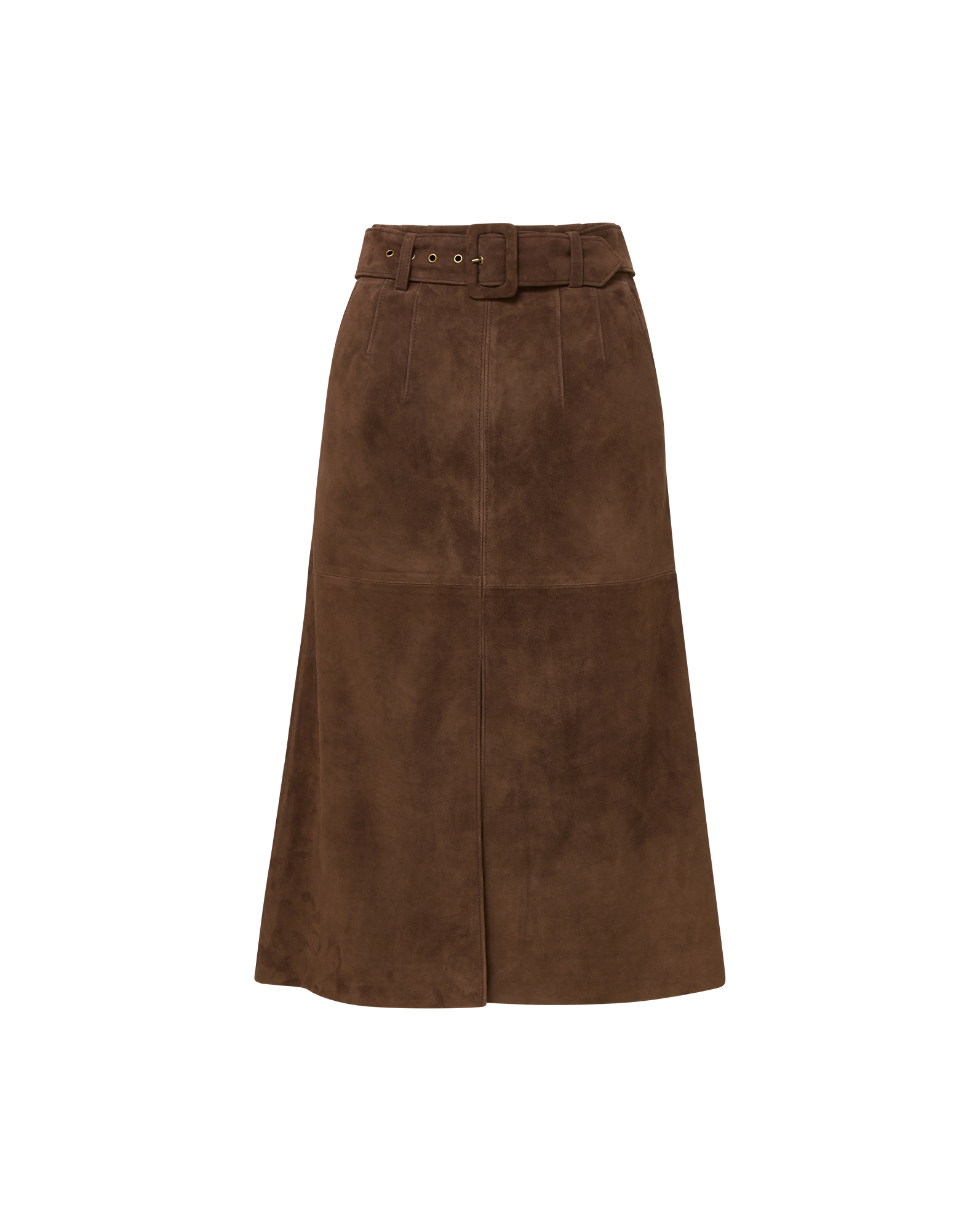 Alexie Suede Midi Skirt in Mocha Brown | Veronica Beard