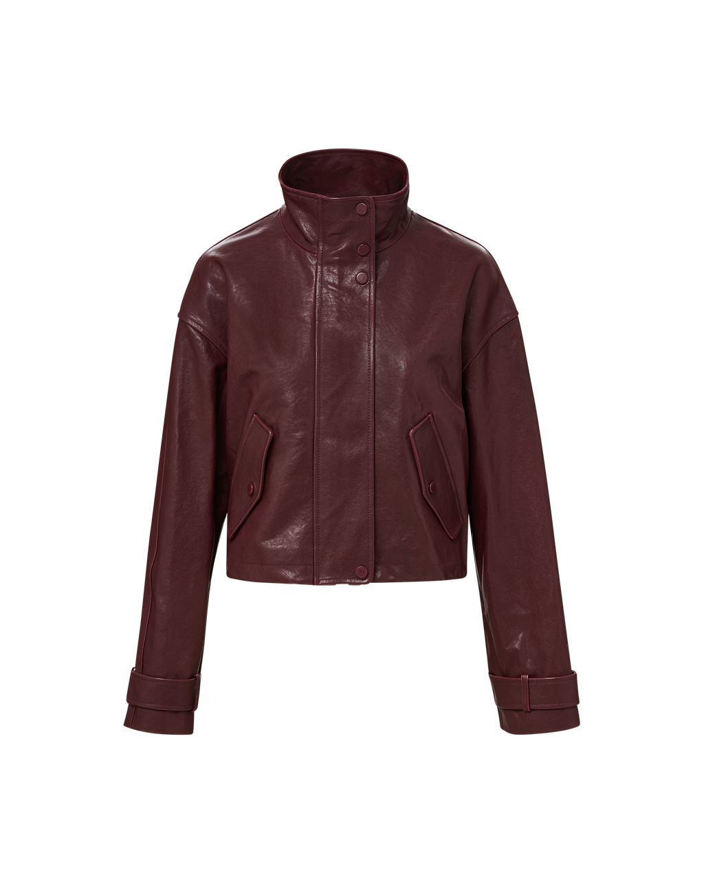 Veronica Beard Bateman Cropped Leather Jacket Raisin