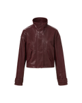 Veronica Beard Bateman Cropped Leather Jacket Raisin