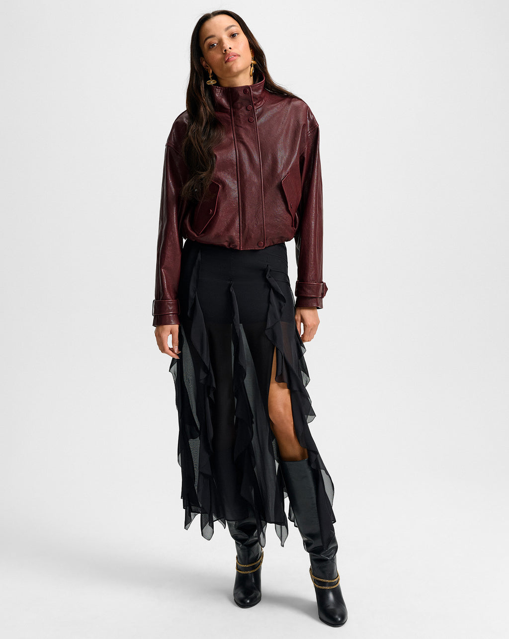 Veronica Beard Bateman Cropped Leather Jacket