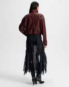 Veronica Beard Bateman Cropped Leather Jacket - Raisin