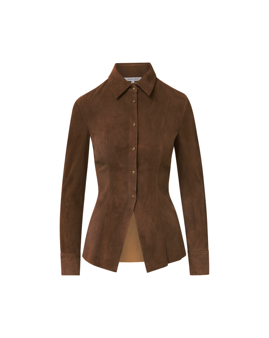 Veronica Beard Wittaker Suede Button-Down Shirt - Mocha