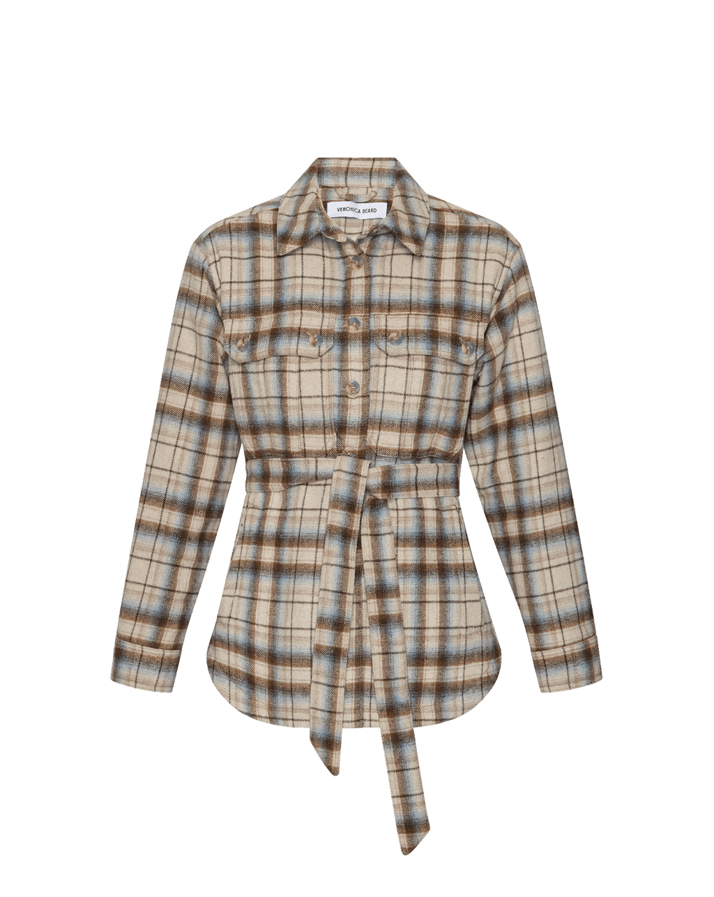 Veronica Beard Mikaela Belted Shacket Whisky Multi Plaid