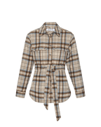 Veronica Beard Mikaela Belted Shacket Whisky Multi Plaid
