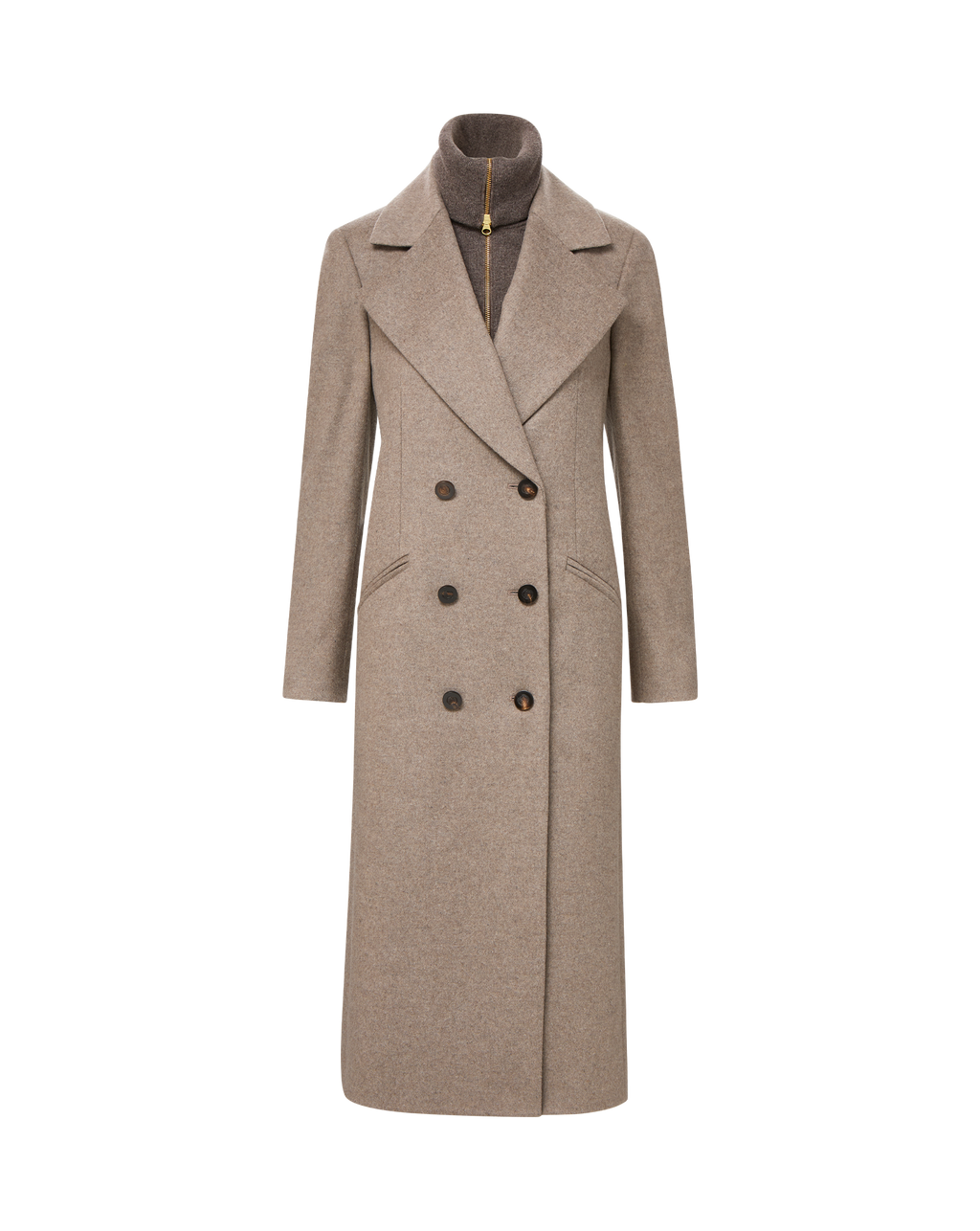 Veronica Beard Seth Wool-Cashmere Dickey Coat - Taupe Melange