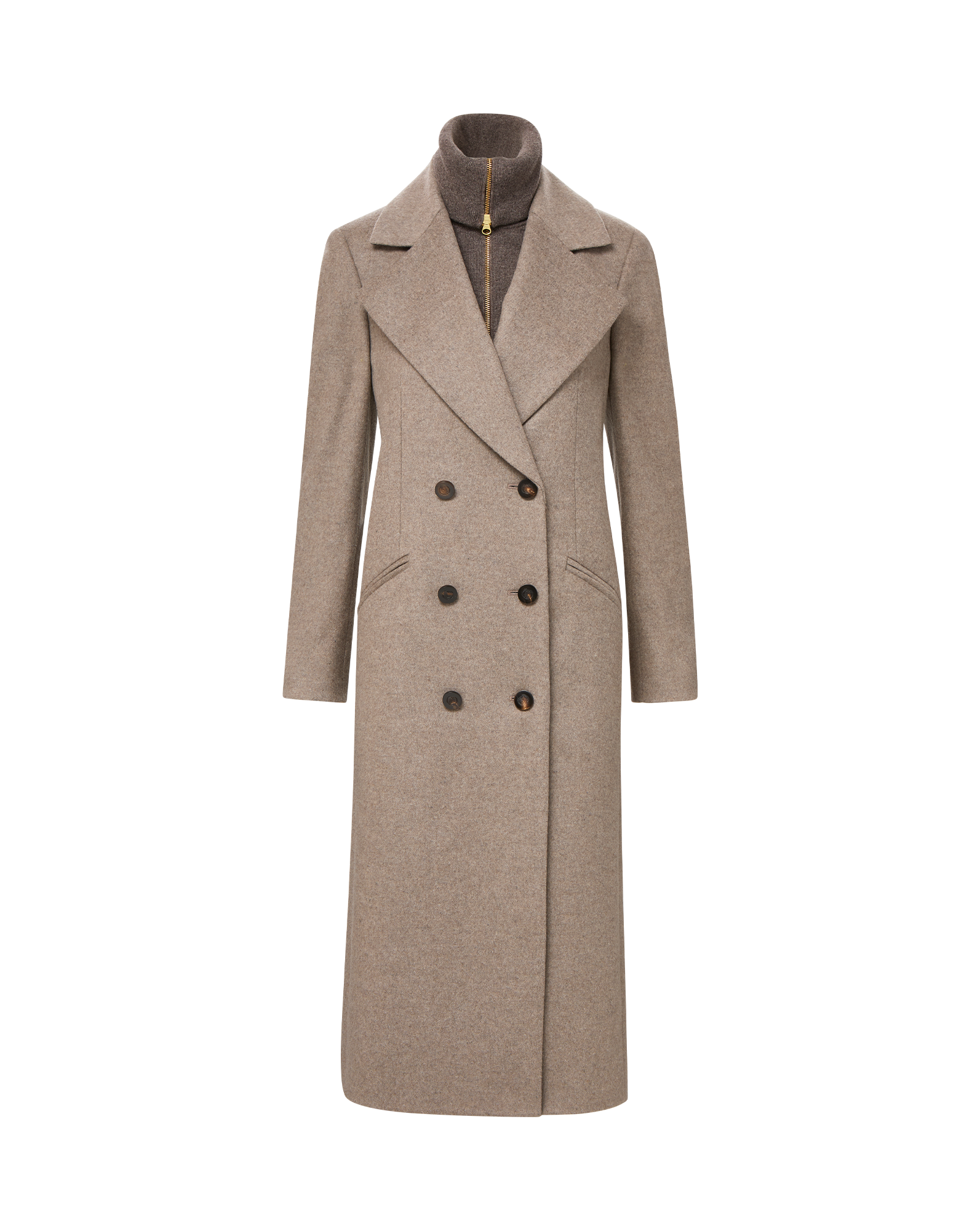 Seth Cashmere Coat in Taupe Melange | Veronica Beard