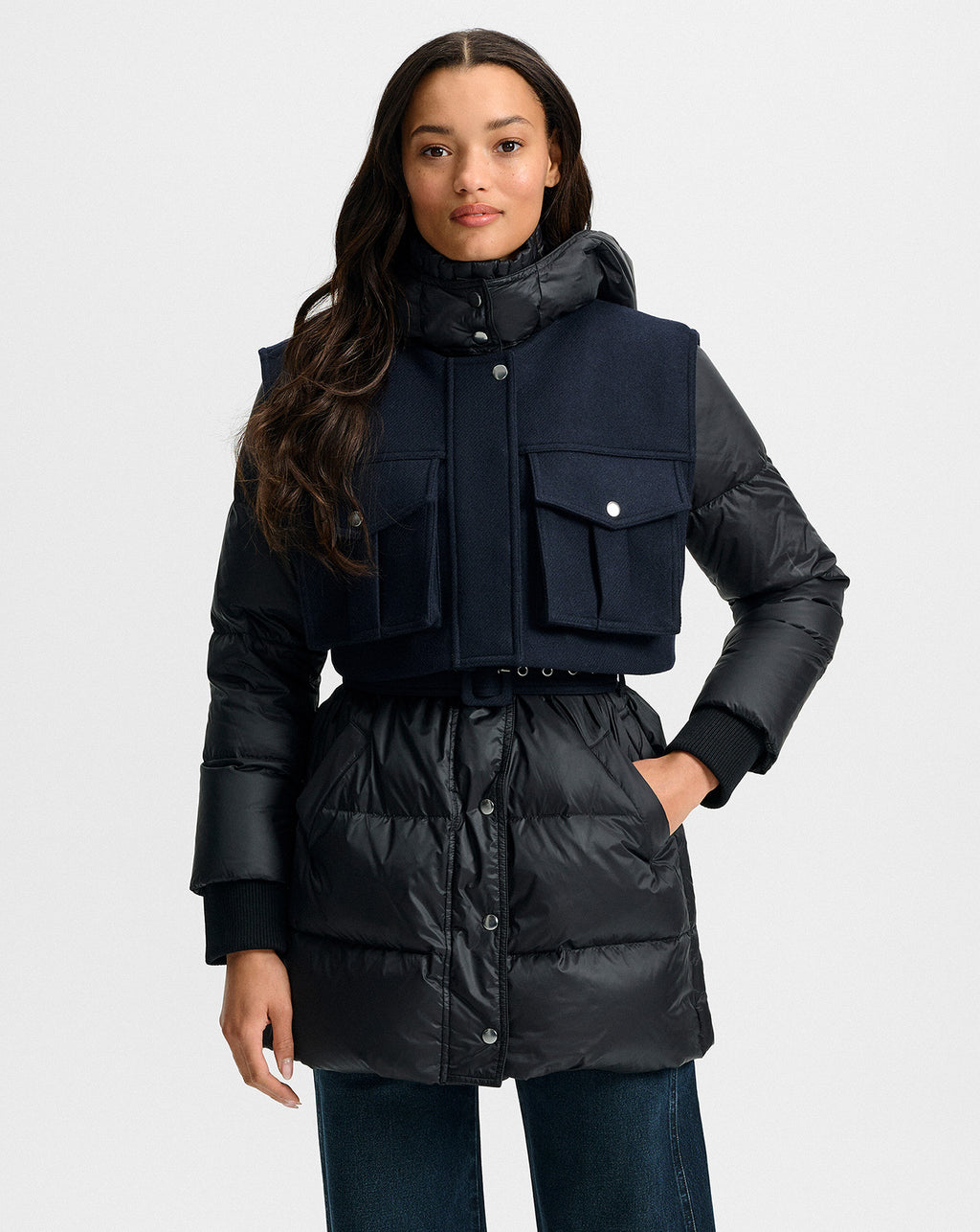 Veronica Beard Jarvis Layered Puffer Coat - Black
