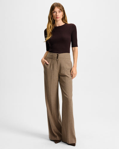 Veronica Beard Giovanna Wide-Leg Pant - Lichen Melange