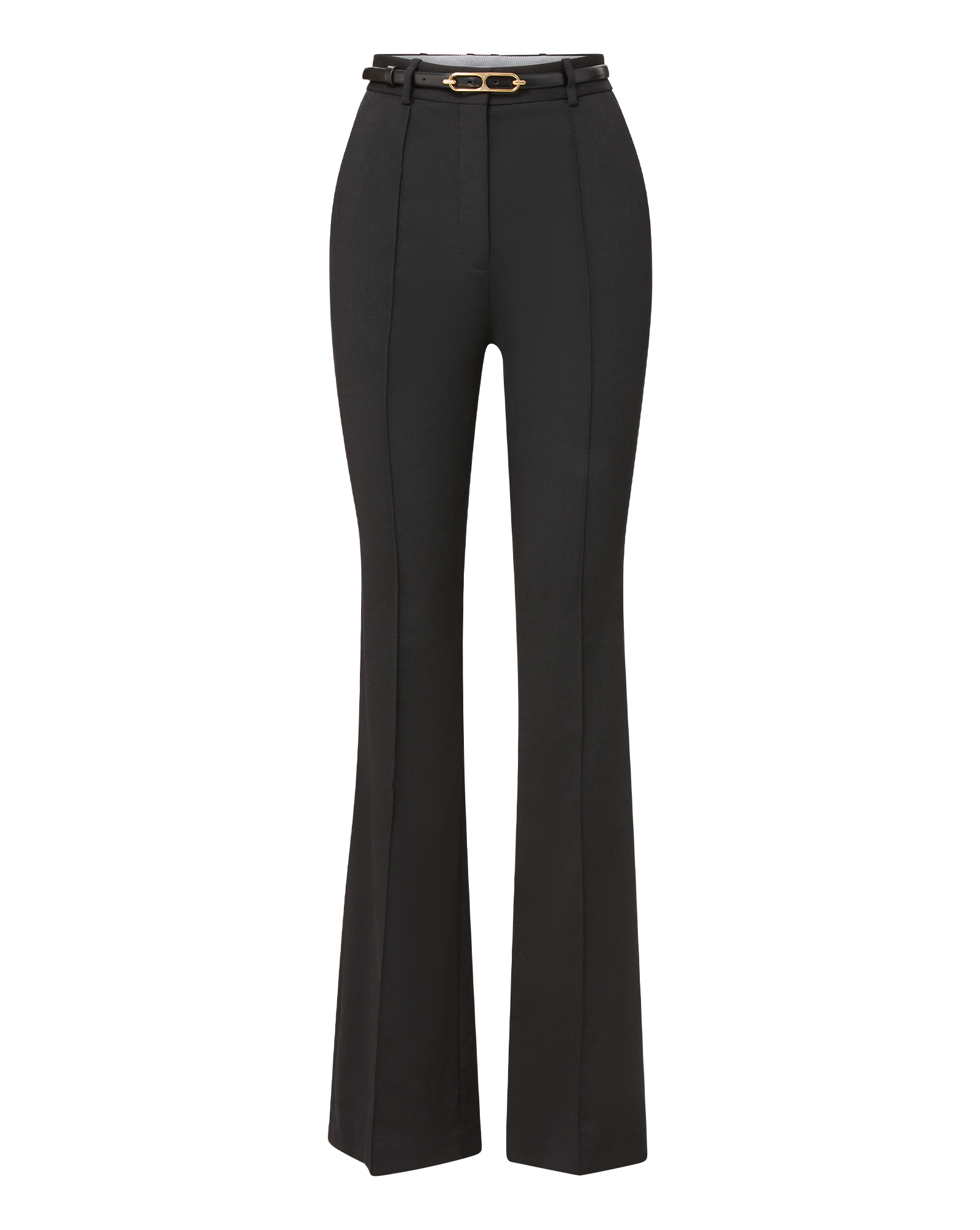 Gracie Belted Flare Pant in Black | Veronica Beard