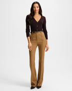 Veronica Beard Gracie Belted Flare Pant - Dark Acorn