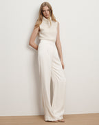 Veronica Beard Robinne Wide-Leg Pant - Dove White