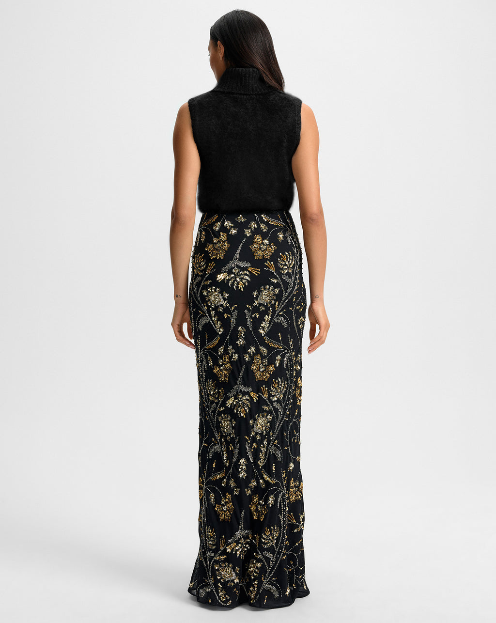 Veronica Beard Medina Floral-Embellished Maxi Skirt - Black