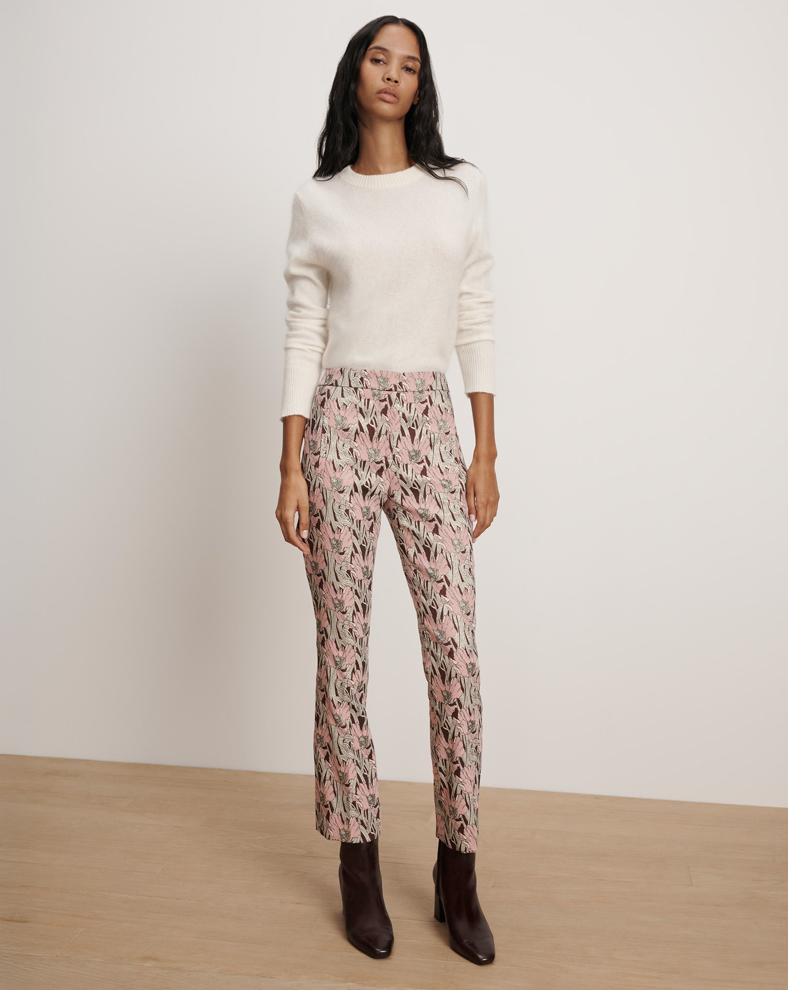 Arte Kick-Flare Pant in Raisin Multi Burgundy & Pink Floral