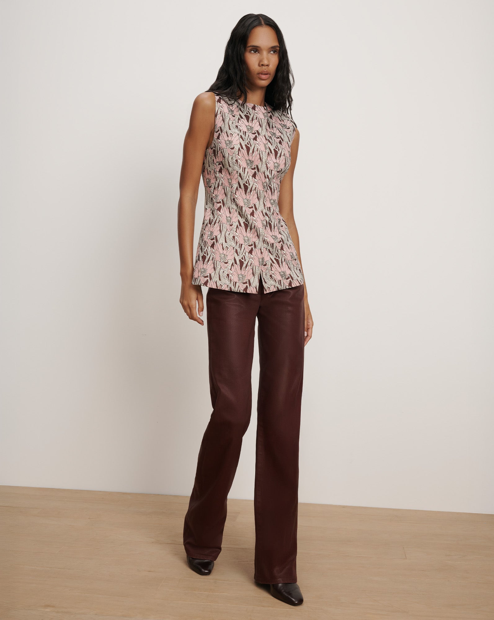 Jessup Floral Vest in Burgundy & Pink Raisin Multi | Veronica Beard