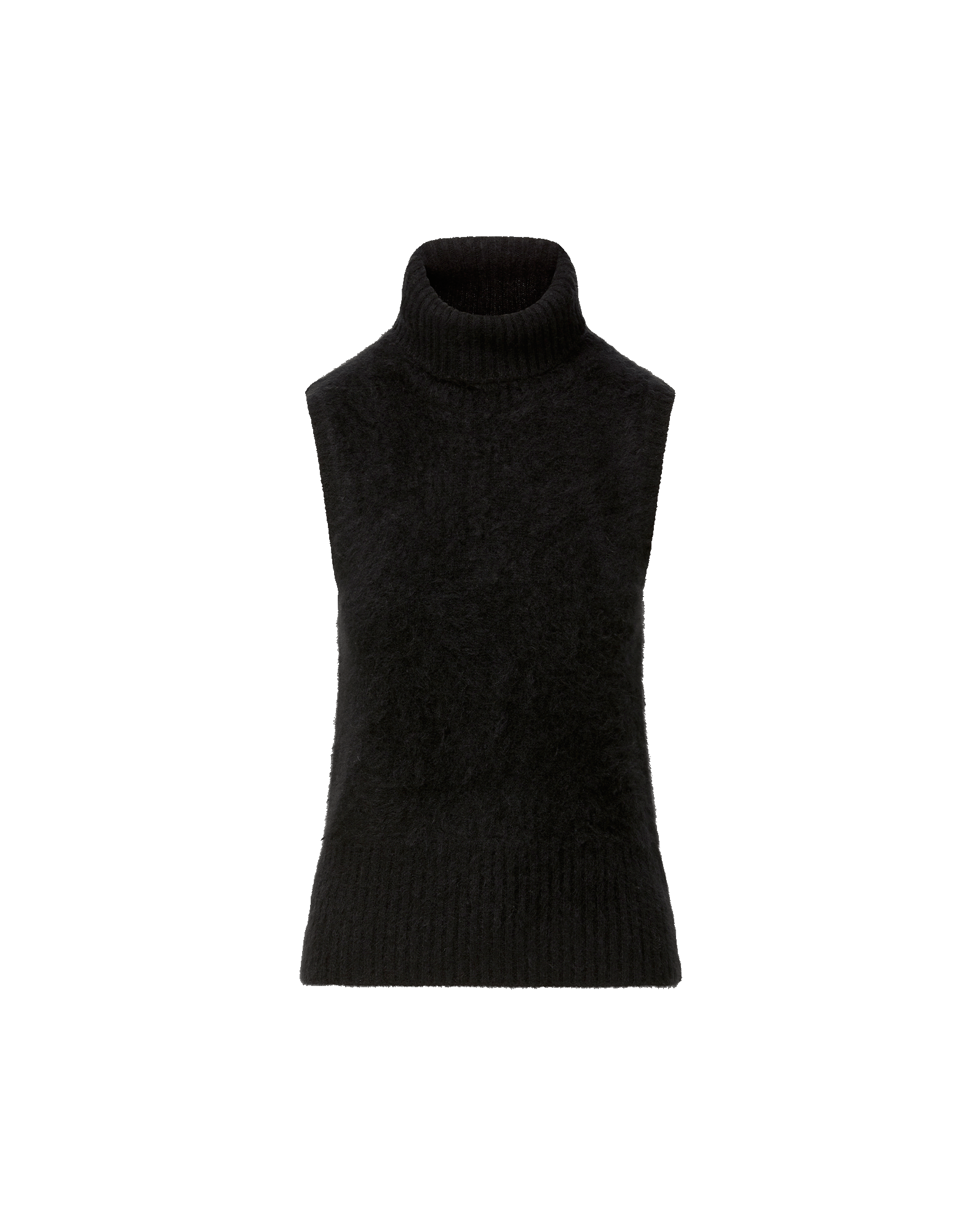 Mazzy Brushed Cashmere Sleeveless Sweater in Black | Veronica Beard
