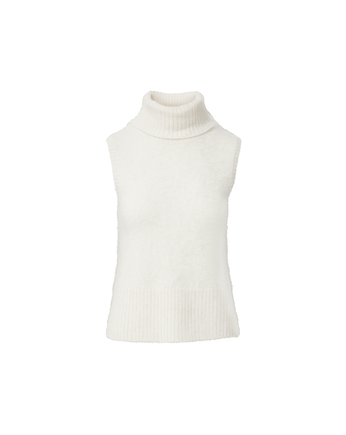 Mazzy Brushed Cashmere Sleeveless Sweater in Ivory | Veronica Beard