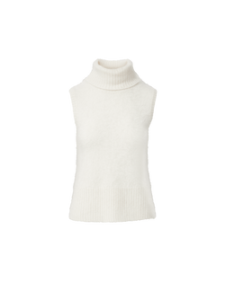 Veronica Beard Mazzy Brushed Cashmere Sleeveless Sweater Ivory